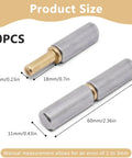 Product size diagram for Beefy Weldable Barrel Hinges 2 3 8 by 1 2 Inches Bullet Hinges Carbon Steel Detachable Door Hinge, set of 20.