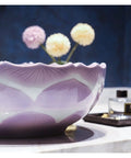 Upgrade Your Bathroom Game With This Prime Ceramic Vessel Sink Above Counter Vanity Top Super Slick Glaze Finish Heavy Duty One Piece Art Wash Basin No Overflow Hole Built Tough For Everyday Use, featuring a floral design.