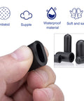 Rubber Vacuum Cap Set 120 Piece Assortment in 10 Sizes For Tubes From One Eighth Inch To One Half Inch OD, shown in hand for detail