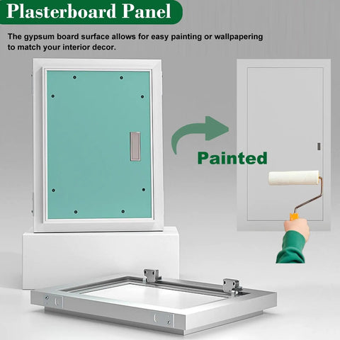 Flawless Flush Mount Aluminum Access Panel Concealed Drywall Inspection Cover 37X37 Inch shown with painted gypsum board surface for custom decor.