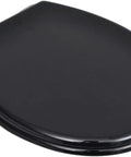 Dual Pack Toilet Seat Set Featuring Silent Soft Close Lids And Sturdy Mdf Build With Smooth Glide Mechanics And Matte Black Hardware - Top view of a matte black toilet seat.
