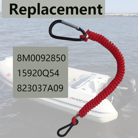 Replace Mercury Marine Kill Switch Lanyard With A 54 Inch Long Emergency Stop Safety Cord Aluminum Clip Red 7.5 Inch Coil