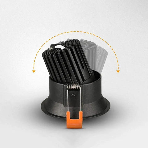 iumLeap Recessed Lighting Housing Trim Kits balcony downlight fixture showing adjustable heat sink design in black