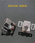 Double Roller Cabinet Door Catch Ball Latch in copper tone with prong, 34 by 32 mm, 13 mm projection, front view