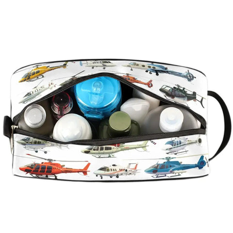 Foldable Travel Toiletry Bag For Women And Men, Water Resistant Dopp Kit With Large Main Compartment and helicopter design