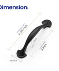 Dimensions diagram of 30 Pack Solid 3 Inch Rounded Foot Arch Kitchen Cabinet Handles Matte Black Finish showing length and hole spacing.