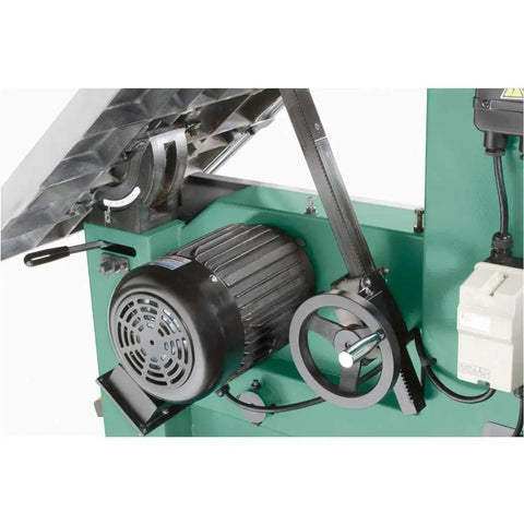 Side view of 24 Inch Industrial Bandsaw With 7.5 HP 3 Phase Power Dual 4 Inch Dust Ports Ball Bearing Blade Guides