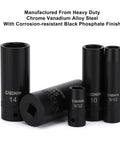 1/4 Inch Drive Master Impact Socket Set, 50-Piece, 6-Point SAE and Metric, CR-V, Black Phosphate, Various Sizes Displayed