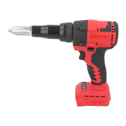 Zohisin 18V Cordless Rivet Gun Kit With Built In LED Light For Heavy Duty Projects Electric Nut Driver Tool Made To Make Your DIY Job Easier And Faster, red black side view