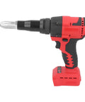 Heavy Duty 18V Cordless Rivet Kit With Brushless Motor And Bright LED Light For Automatic Fastening Pulling Ejecting System Fits 48-11-1820 Batteries Plus 10KN Force For Super Strong 1/8 To 3/16 Inch Rivets, red side view
