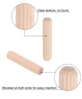 Close-up of 150 Piece Wood Dowel Pins Kit, 8 Mm Diameter And 40 Mm Length, Fluted Dowels, showing clear texture and beveled ends.