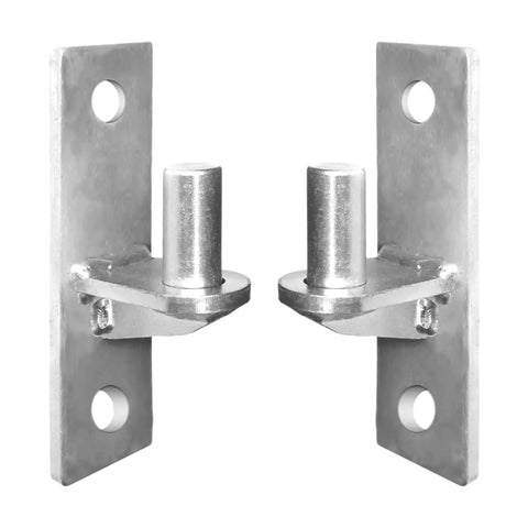 Set Of 2 Beefy Wall Mount Gate Hinges For Outdoor Chain Link Fence Stainless Steel Finish Heavy Duty Gate Hardware side view