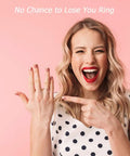 Close-up of woman wearing Clear Silicone Ring Size Adjuster Guard For Loose Rings Fits Most Rings For Women And Men Four Adjustable Loop Sizes