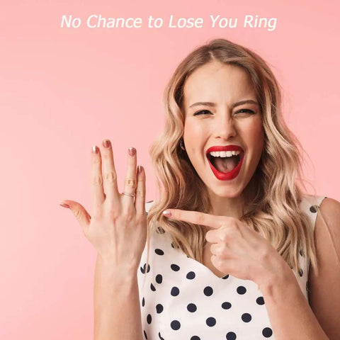 Close-up of woman wearing Clear Silicone Ring Size Adjuster Guard For Loose Rings Fits Most Rings For Women And Men Four Adjustable Loop Sizes