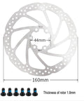 Heavy Duty Hydraulic Disc Brake Set With 160mm Rotor And Aluminum Mountain Bike Calipers showing 160mm rotor and mounting bolts.