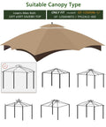 12ft x10ft khaki gazebo canopy top with air vent, compatible with Lowe's Allen Roth frames, double layer design for stability.
