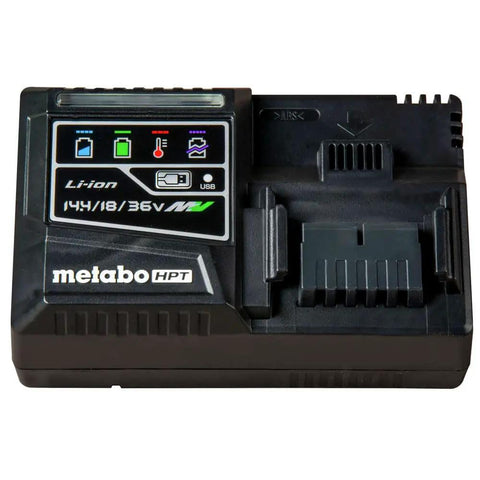 36V Cordless Half Inch Mid-Torque Impact Wrench Kit charger with case, lithium battery slots, and fast charging options.