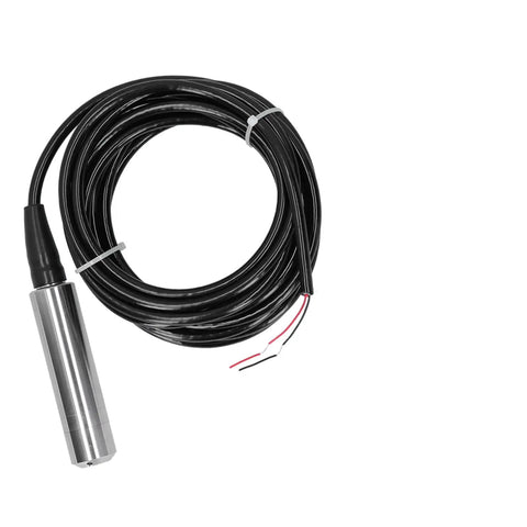 Industrial Water Level Sensor Transmitter With Stainless Steel Probe 0 To 7 Meter Range Built Tough For Rugged Water Monitoring System IP68 Waterproof 5 Meter Cable And Detachable Probe showing coiled cable and probe