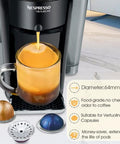 Aluminum Foil Lids For Reusable VertuoLine Coffee Capsules 64mm Compatible With Nespresso VertuoLine Machines showing brewing process