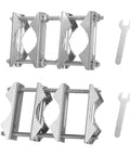 Two Pack Beefy Antenna Mast Clamp V Jaw Block Kit With 5.5 Inch Bolts Anti Rust Heavy Duty Pole To Pole Mounting Bracket For Ham Radio CB TV Pipe Flag Posts Umbrellas And Parasols 3 Setup Options, steel clamps and wrench