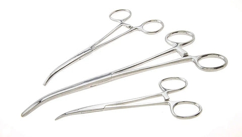 Go To Workhorse Hemostat Forceps Set In Stainless Steel, Six Piece Straight And Curved Locking Clamps for Fishing, Crafts, Medical.