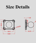 Size details diagram of Heavy Duty One Inch Class B Hitch Ball Mount Base with dimensions marked clearly.