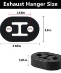 Exhaust Rubber Hanger For Muffler Mounts With Two Holes 0.47 Inch, black rubber insulator with size dimensions.