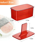 Two Pack Red Musubi Maker Kit Nonstick BPA Free Sushi Mold with dimensions and close-up view