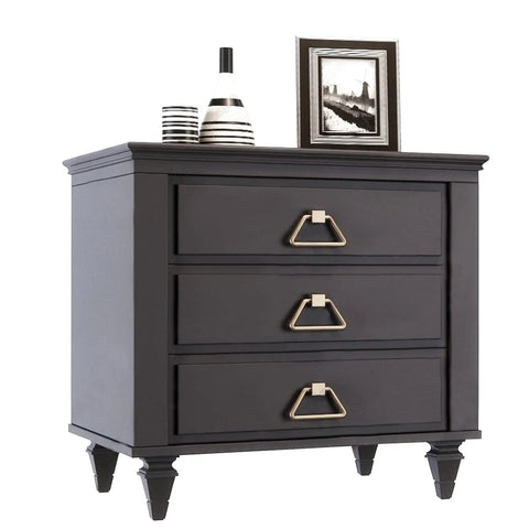Dark wooden dresser with three drawers, decorative items on top, no clear view of 4 Inch Foam Paint Roller Covers Pack Of 50 For Smooth Even Finishes