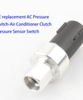 AC Pressure Switch For Ford F Series And Lincoln SUVs Including Escape, Focus, Expedition, Explorer, Fiesta And F Series Trucks, 6F9319D594AA 6F9Z19D594AA Air Conditioner Clutch Pressure Sensor Replacement silver and black