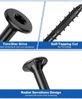 Ultimate Deck Screw Kit For Woodworking, 240Pcs Size 8 Wood Screws, showing Torx head and self-tapping cut features