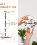 Installation guide for Sputnik Chandelier Dope Mid Century Pendant Light With Glass Globe Shades, showing hands and components.