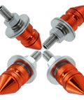 Spike License Plate Bolt Kit Aluminum Alloy Decorative Screws And Frame Fasteners For Cars And Motorcycles Orange 4 Pcs