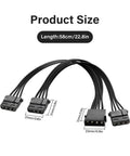 Molex Splitter Power Cable LP4 4 Pin Male To 3 4 Pin Female Y Cable For IDE Hard Drives And CD DVD Drives, PSU Power Extension, Copper Conductors, Durable IDE Peripheral Connector, 58cm length