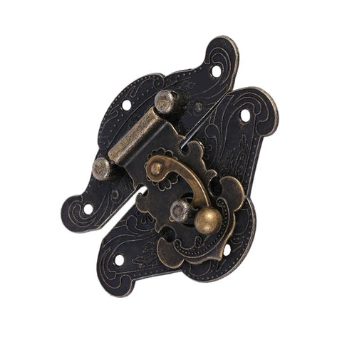 Antique Bronze Hasps Latch Set For Vintage Boxes And Cabinets, detailed zinc alloy hardware latch with antique finish