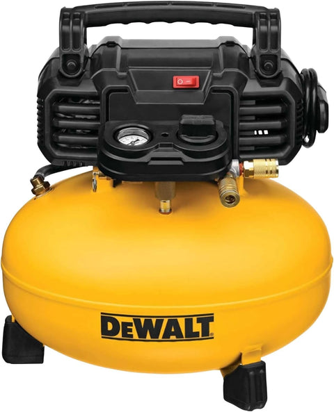 Pancake Air Compressor 6 Gallon 165 PSI Portable Electric Air Pump shown from front with control panel and handle, perfect for DIY projects.