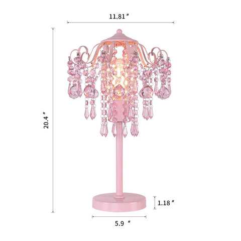 Pink Dope Modern Table Lamp With Chrome Metal And Clear Crystal Shade For Bedroom, Living Room Or Office, Nightstand End Table Light