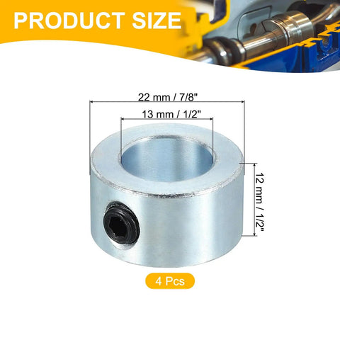 One Half Inch Bore Shaft Collar Seven Eighths Inch Outer Diameter One Half Inch Thick Ten Pack Carbon Steel Zinc Plated With M6 Set Screws And Wrench For Machine Tools Landing Gear Stopper Wheel Collar
