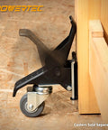 Quick-Release Workbench Caster Plates, 4 Pack With Locking Pins, 8 Lock Nuts, Washers And Bolts For Caster Assembly installed on workbench