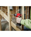 Badass M12 Compact Drill Driver With Knockout 400 Inch Pound Torque Rock Solid All Metal Chuck Gearcase Built In Low Light Led Bare Tool Kit Without Battery Or Charger For Weekend Pros drilling into wood frame