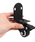 Handheld heavy duty 2 inch swivel furniture caster wheel with plastic plate, ideal for drawers and office desks.