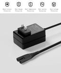 Replacement Power Cord And AC Adapter For Pool Blaster And Water Tech Models with safety features, side view of plug and cord