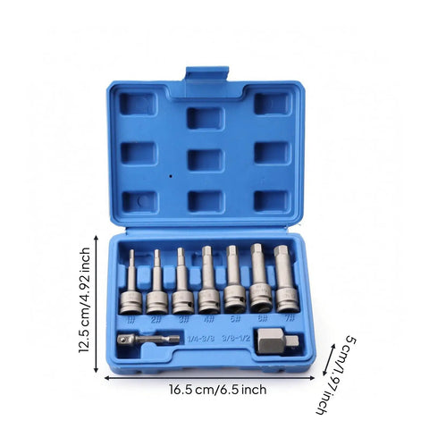 Bothyi Electric Screw Extractor Bolt Remover Set With High Carbon Steel Core And Firm Turning Action in blue case, 16.5 cm x 12.5 cm