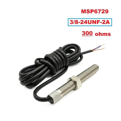 Heavy Duty Magnetic Pickup Speed Sensor For Industrial Machinery Three Eighths By Twenty Four UNF Thread Engine MPU Replacement With Low Vibration And Low Interference Fits Diesel Engines Generators Power Units, coiled cable and threaded tip