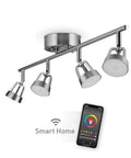 WiFi Smart 4-Light LED Track Lighting Kit With Multicolor RGB And Tunable White 2000K-5000K, Brushed Nickel, No Hub Required
