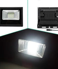 JUDYSSY Outdoor Remote Solar Flood Lights Led Solar Panels with Charging Indicator, showing front and back views of the light.