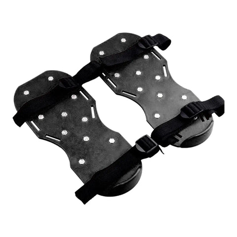 Black Lawn Aerator Shoes With Spikes For Grass And Garden One Size Fits All No Fuss Manual Aeration Tool with adjustable straps