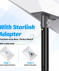 Gen 3 Satellite Dish Pole Mount Kit close-up with Starlink adapter and cable hole