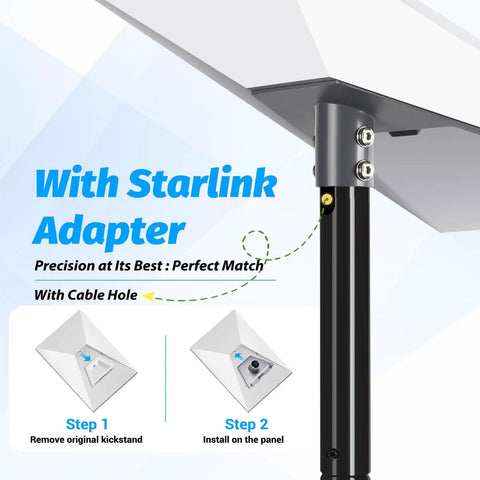 Gen 3 Satellite Dish Pole Mount Kit close-up with Starlink adapter and cable hole