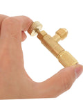 Two Piece R410 To R22 Adapter Valve Core Removal Kit For Refrigeration Service And Electric Vehicle Charging Gear offering heavy duty brass construction, held in hand.